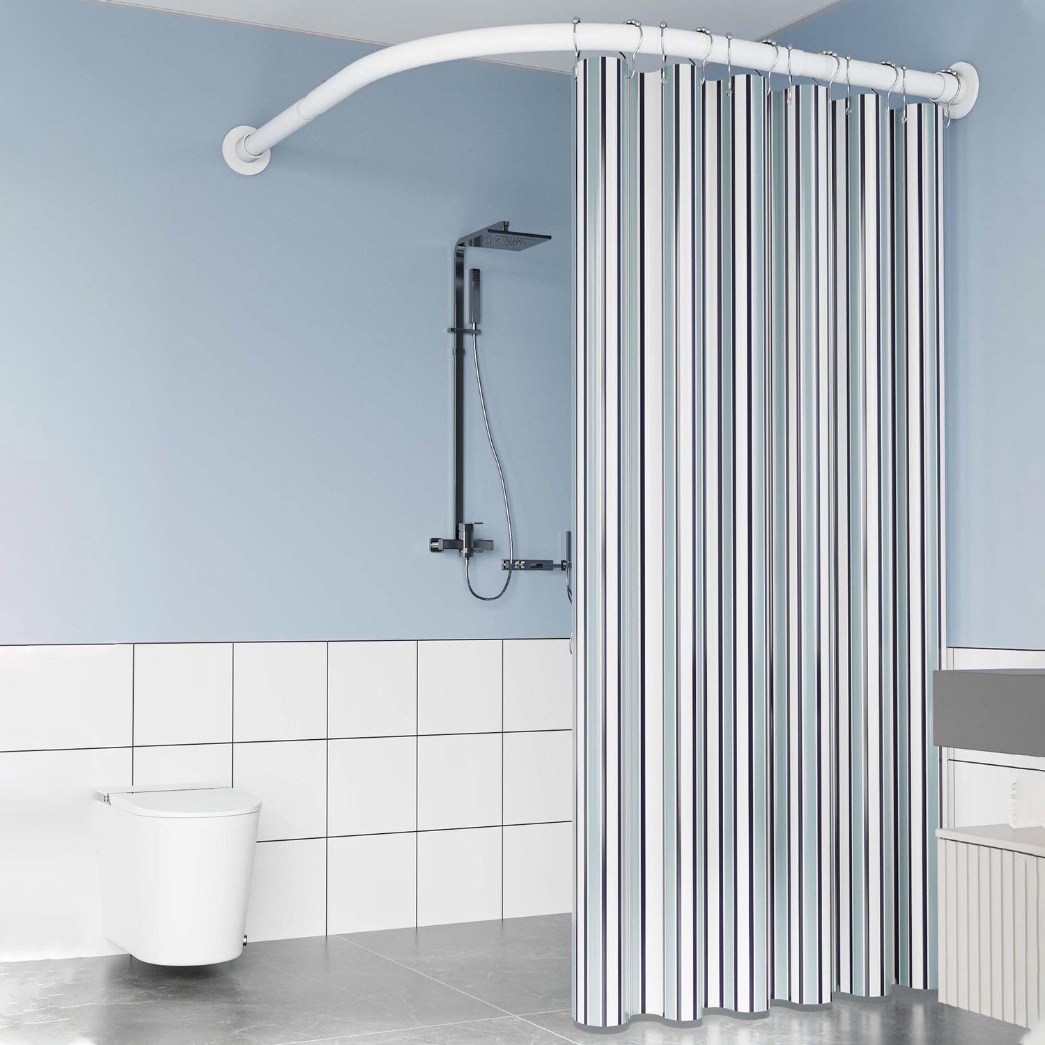 Curved Douchegordijnrail voor Bad en Douche