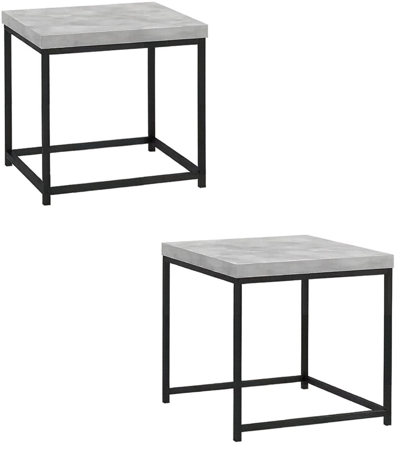 SONNENH Bijzettafels set van 2 - Nestbaar - Spaanplaat en staal - Grijze steenlook / Zwart