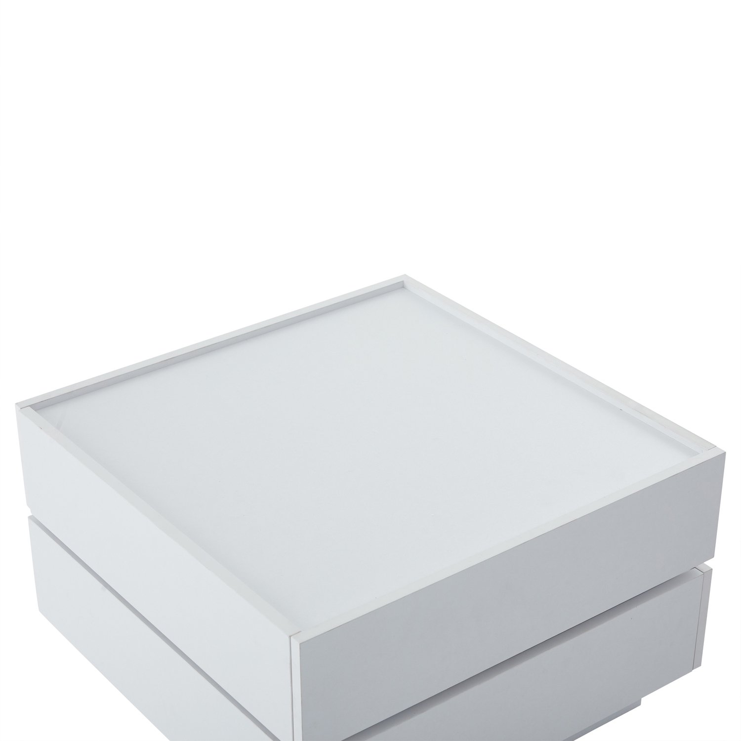 SONNENH 360 graden draaibare salontafel met2 laden - Spaanplaat - 60 x60 cm - Wit
