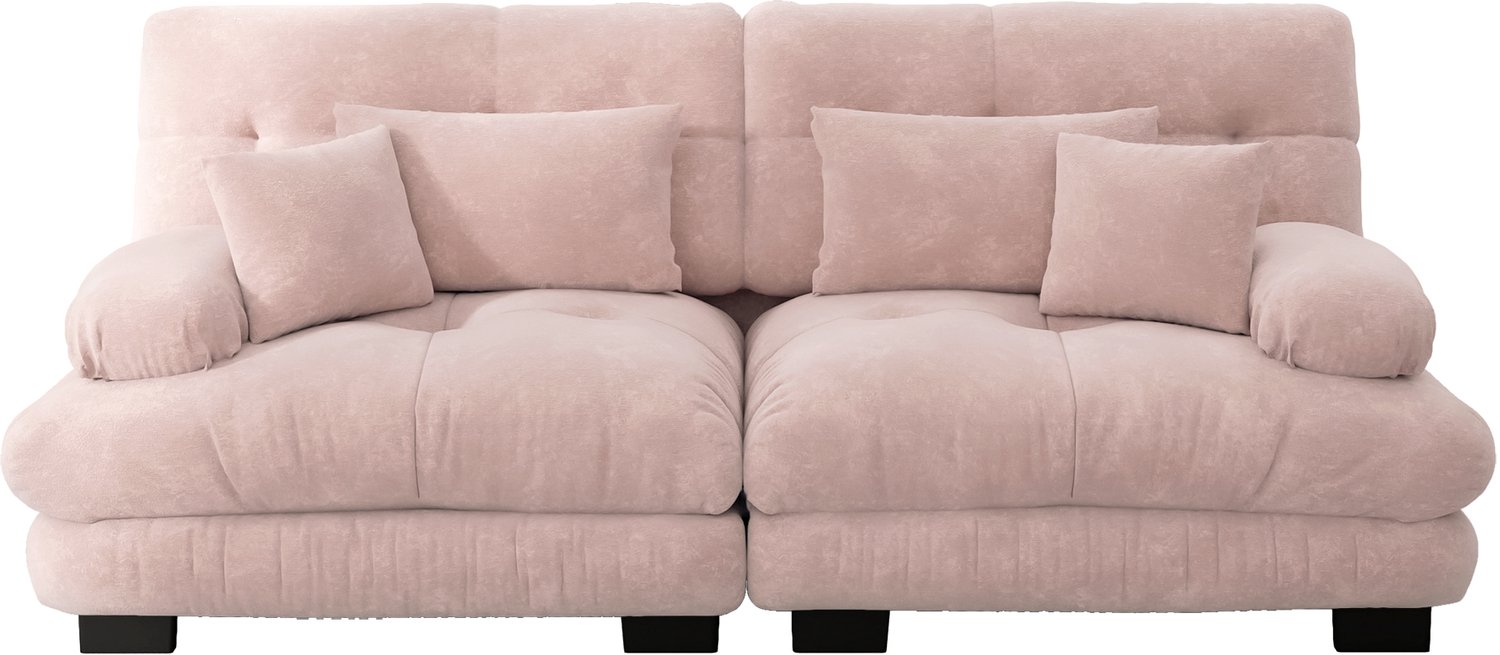 SONNENH 2-zitsbank - Chenille bekleding - Inclusief sier- en lendenkussens - 220 cm - Roze