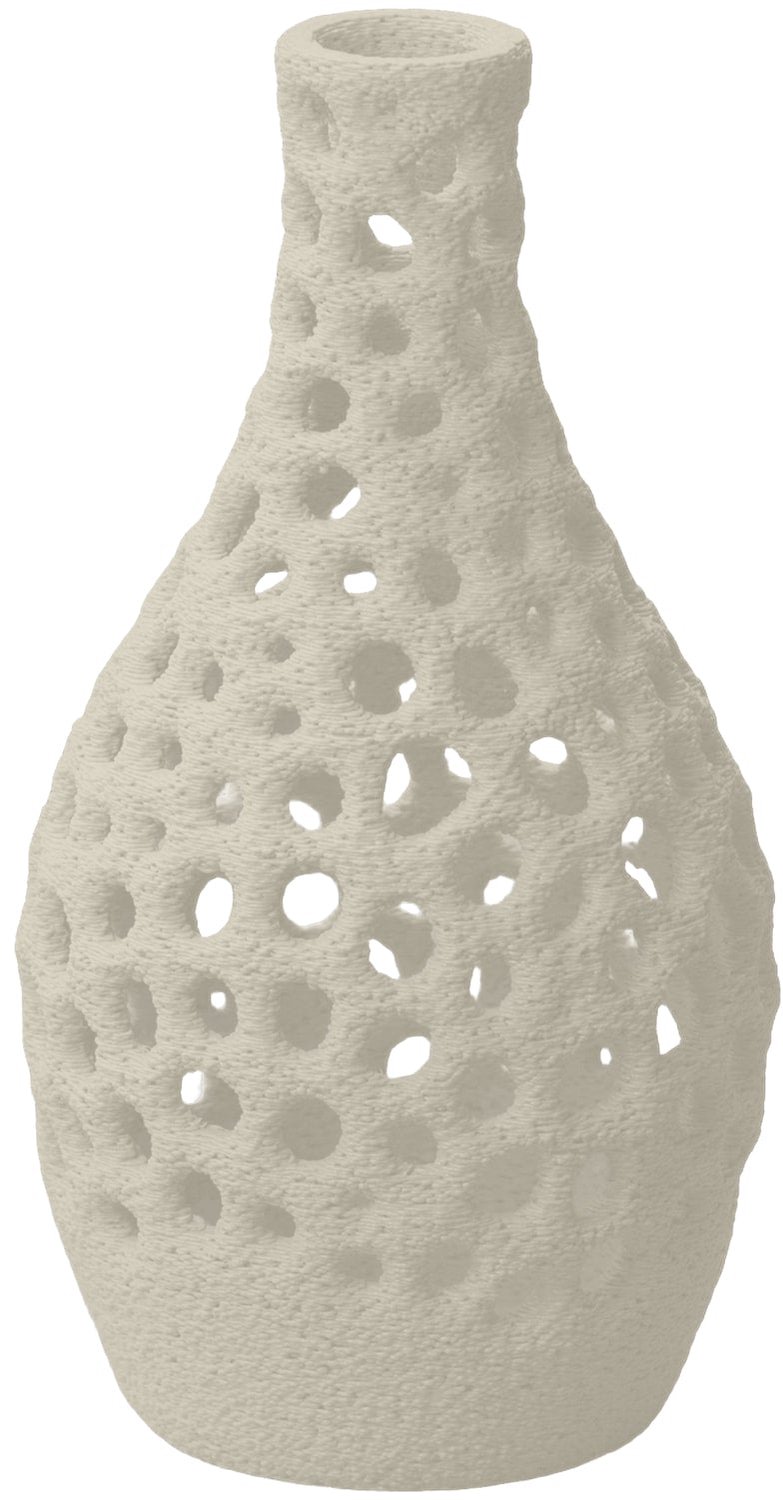 Layvo CELSO Vaas - Crème - D14 x H25 cm - droogbloemen vaas - organische vaas - gerecycled plastic