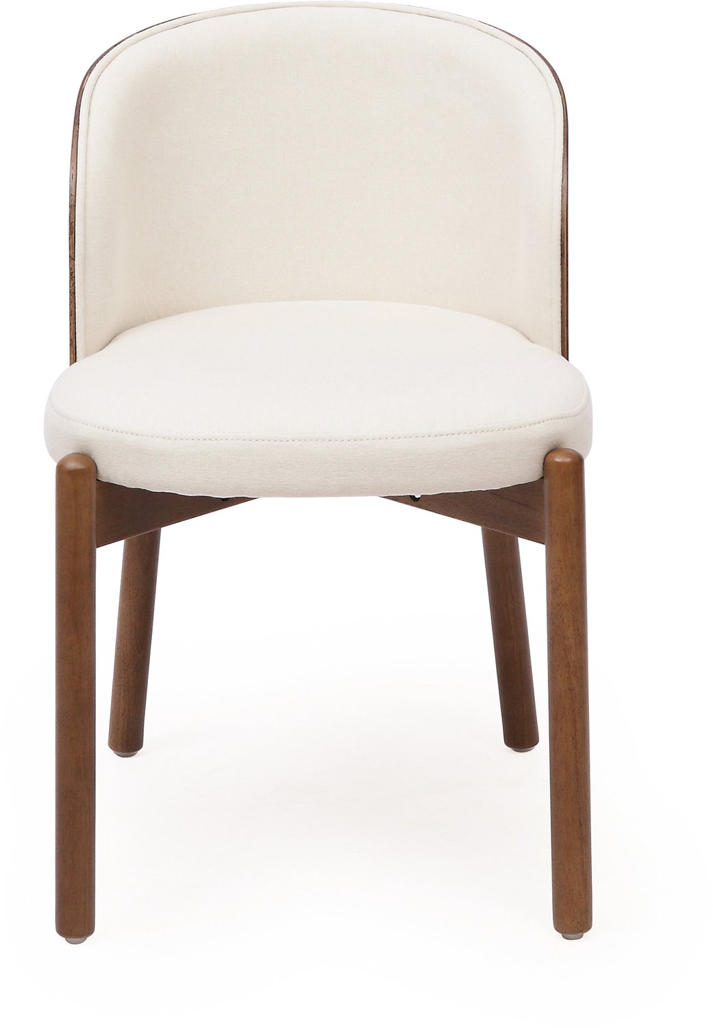 SONNENH Eetkamerstoelen set van 2 met beige stoffen zitting, essenfineer rug en walnootkleurig houten frame Beige en walnootkleurig