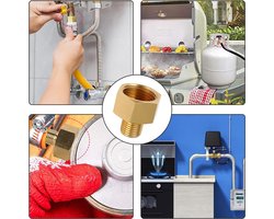 Dailygoods - G1/2 RH Female naar G1/4 LH Male - Gas Adapter - Koper - Gas Stove Adapter - Geschikt voor Camping Cooker - 1 stuk