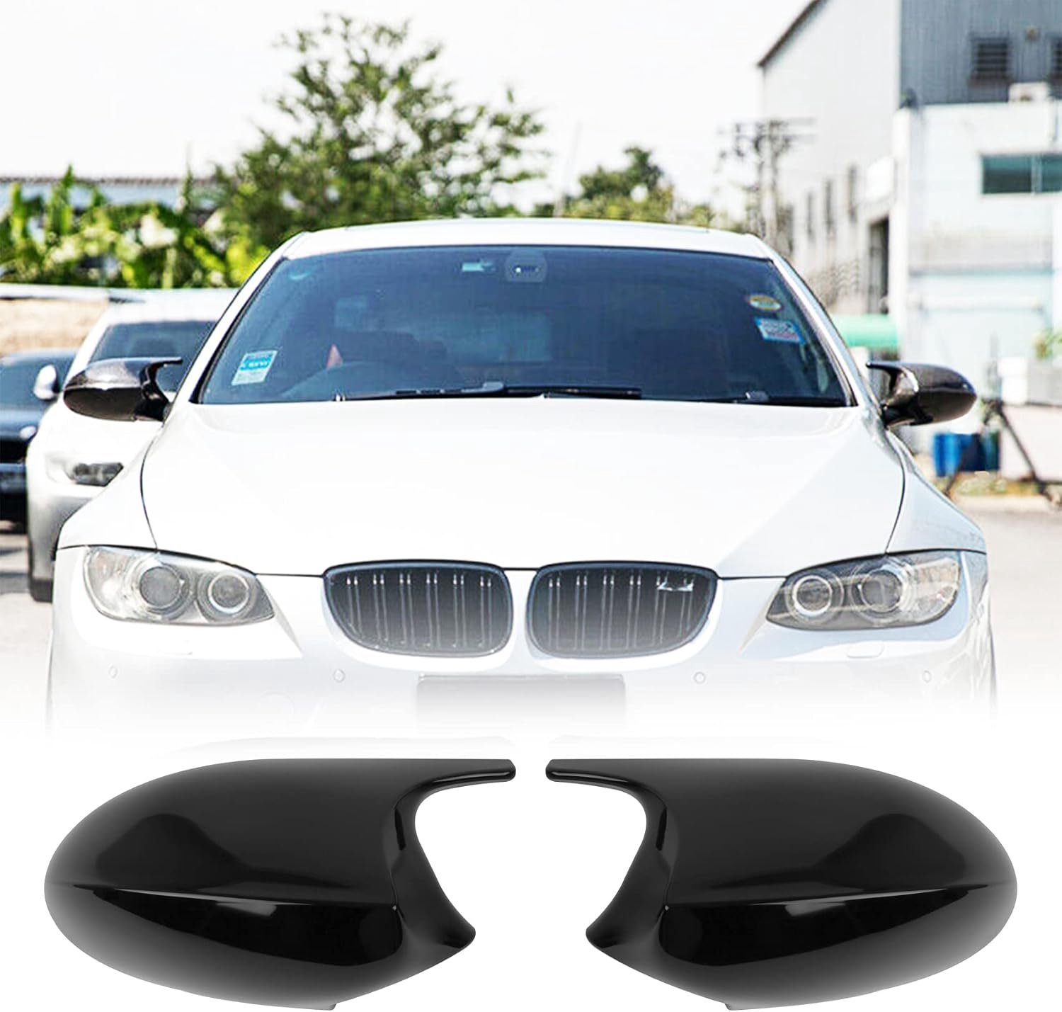 DOCAS 1 Pair Side Mirror Covers, Replacement Mirror Covers for E81 E87 E90 E91 E92 E93 PRE-LCI (Black Glossy) - ShopVlot