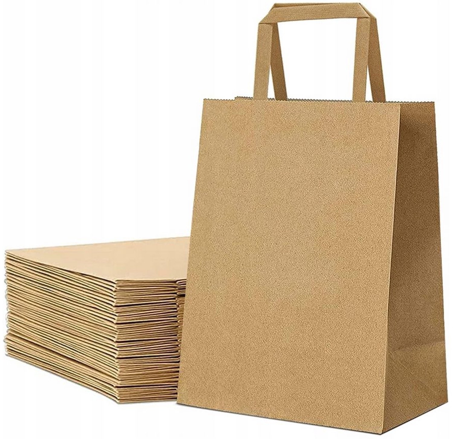 Papieren Draagtassen Bruin 26x14x30cm - 50 stuks - Sterk Kraftpapier