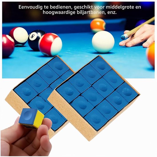 24 Stuks Billiard Chalk - Standaard Pool Krijt voor Billiard Queues, Antislip en Duurzaam, Ideaal voor Professioneel Gebruik — afbeelding 3