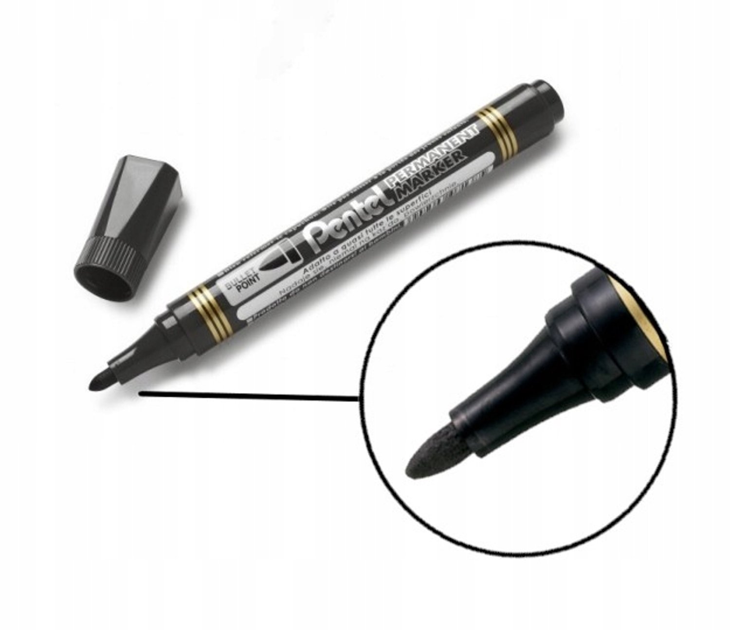 Pentel N850 Permanente Markers Zwart - Set van 15 Stuks