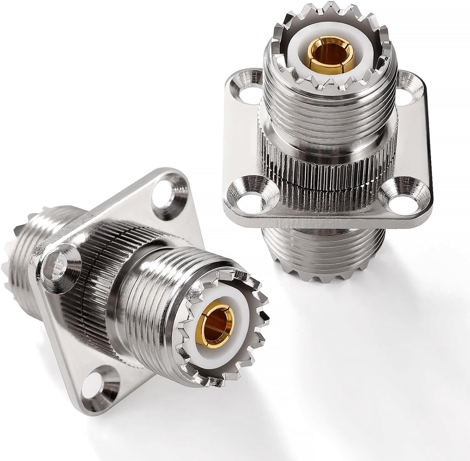 2Pcs SO239 Bulkhead Connector, UHF Female to UHF Female 4 Hole Flange Panel Chassis Mount Connector, SO239 RF Coaxial - ShopVlot