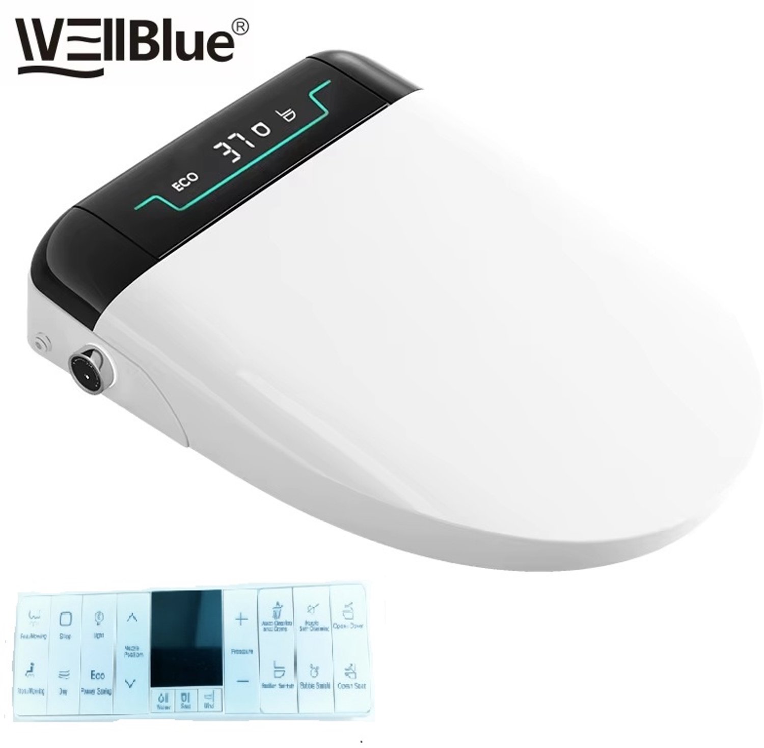 Intelligente Toiletbril - Rond - Automatische Klep - Verwarmde Zitting - LCD-scherm - Afstandsbediening - EU-stekker - Bidettoilet