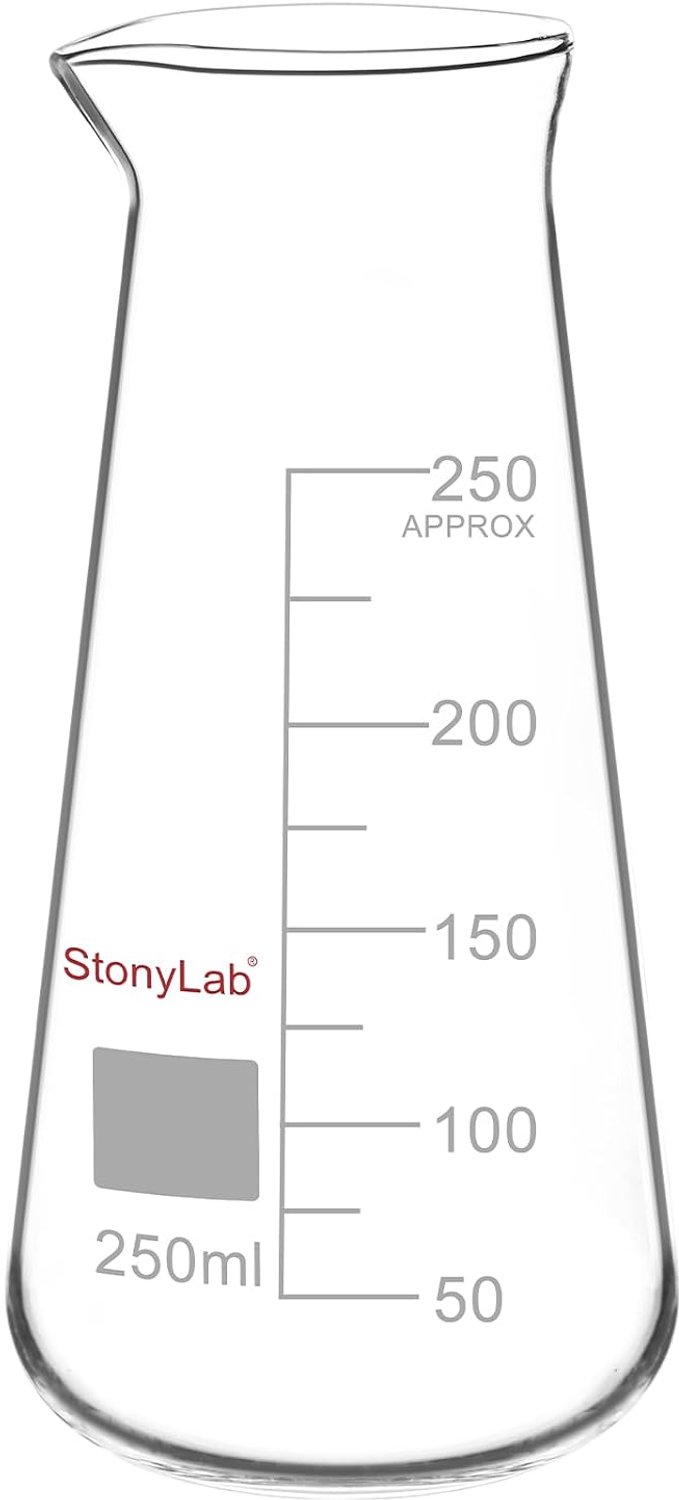 Glazen beker 250ml - driehoekig borosilicaatglas - met schenktuit - ideaal voor laboratoriumgebruik - Homevero