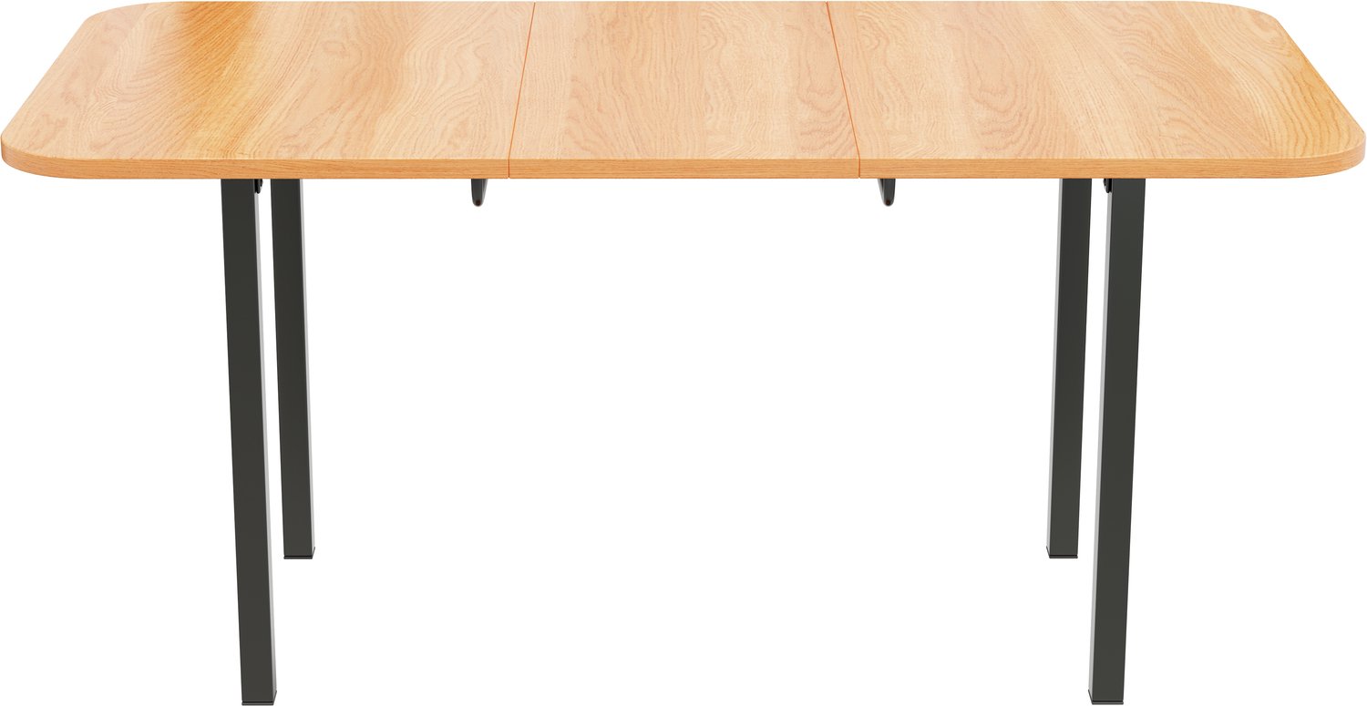 SONNENH Uitschuifbare eettafel met metalen poten - Lichte eikenhoutlook - 120 tot 160 x 80 cm
