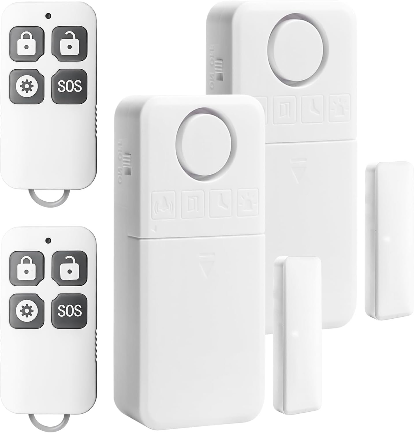 SnelShoppen - 2 stuks Raamalarm Inbraakbeveiliging, 130 dB Draadloos Deuralarm met Afstandsbediening, 4 Alarmmodi, Magnetische Sensor voor Ramen en De