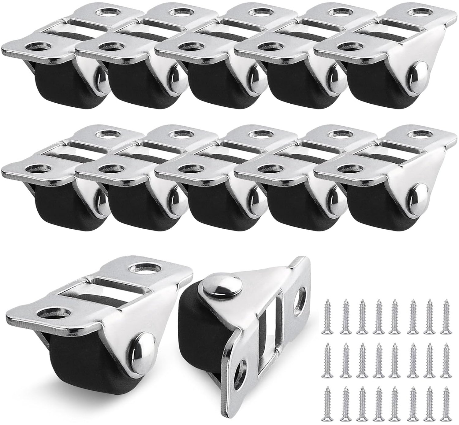 SnelShoppen - 12 Stuks Meubelwielen Klein 1.2cm - Rubber Rolwielen met Stalen Plaat, Geen Krassen & Laag Geluid voor Meubels en Gereedschapskisten (To