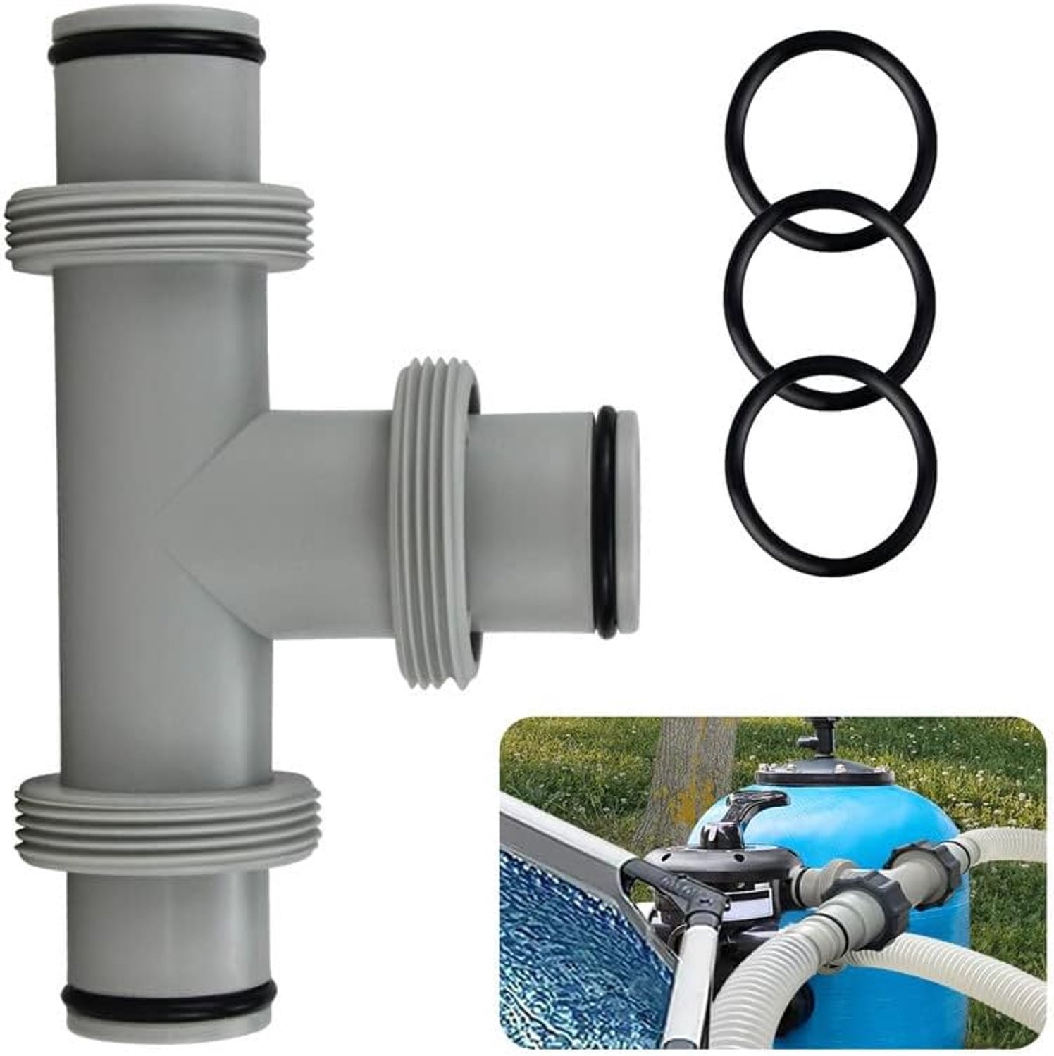 T-piece Pool Hose Connector Diameter 38 mm, 3-Way Pool Hose Connector, Diameter 38 mm Hose Connector, Pool Hose - ShopVlot