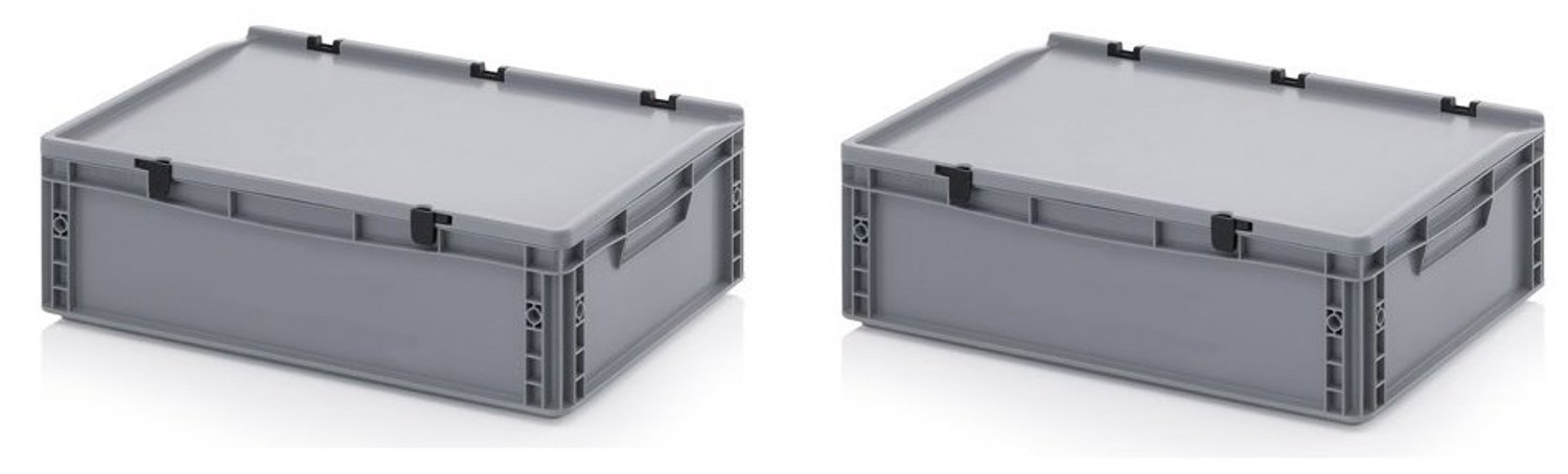 Euro containers set van 2 - 60 x 40 x 18.5 cm - met scharnierdeksel