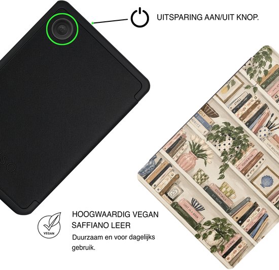 Lunso Geschikt voor Kobo Clara BW / Clara Colour hoesje (6 inch) - Vegan Saffiano Leren Sleep Cover - Libris — afbeelding 4