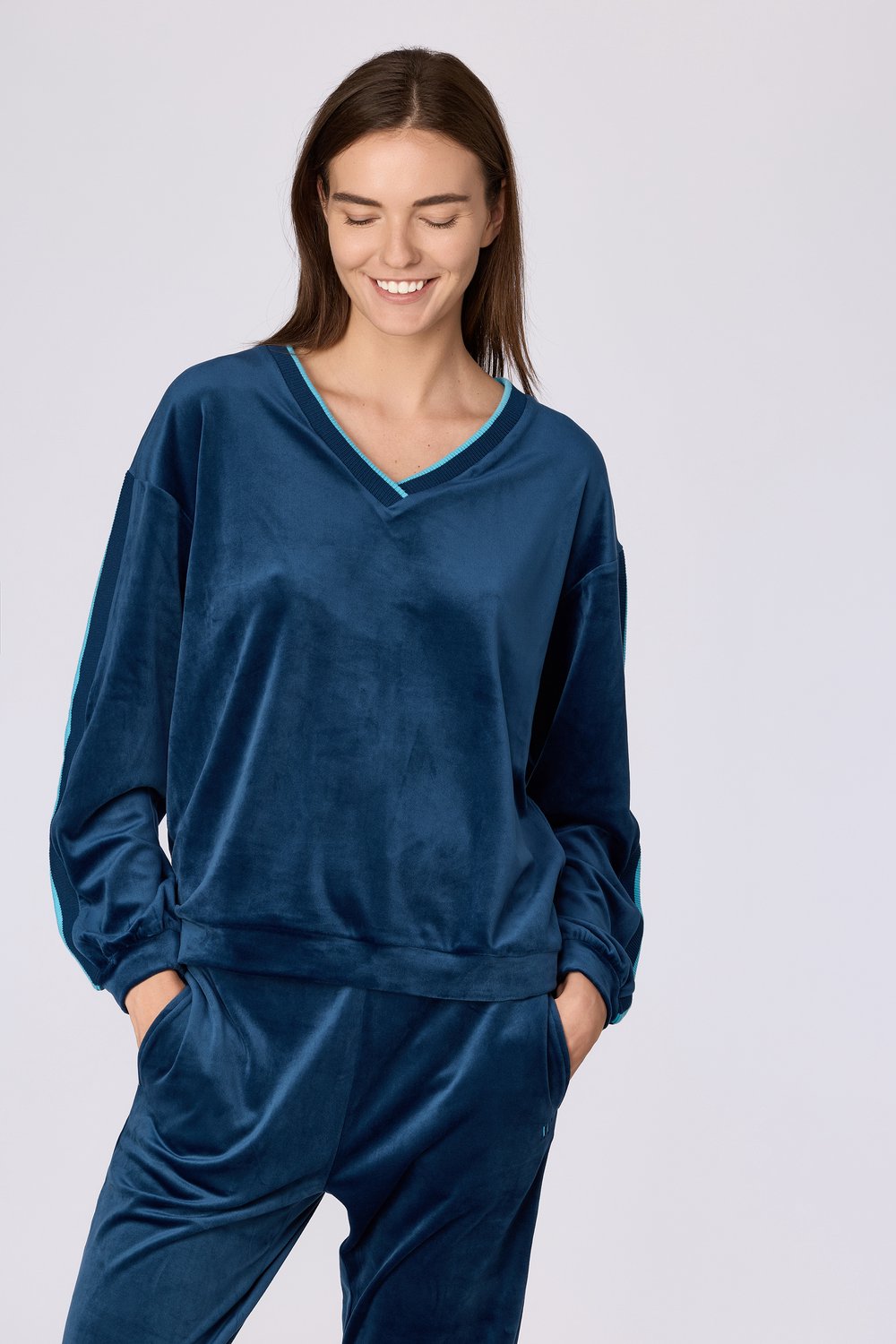 Woody pyjama dames - donkerblauw - 262-15-TPA-V/881