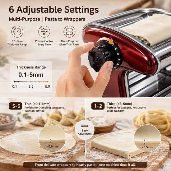 Handmatige Pasta Maker - Spaghetti Maker met 2mm en 4mm Snijder — afbeelding 2