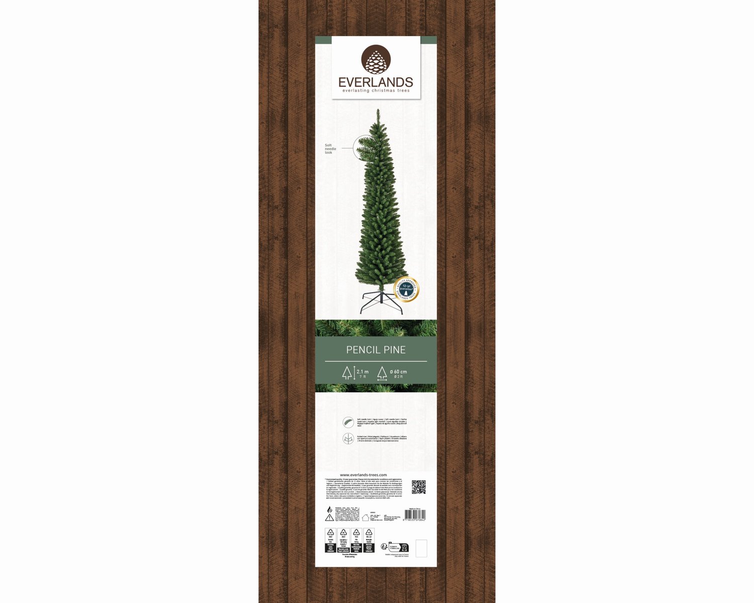 Kunstkerstboom pencil - 210 cm hoog - Zonder verlichting – foto 3