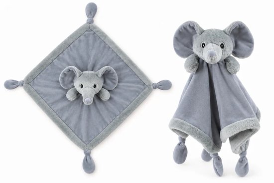 Petit Villain Krel knuffeldoek - olifant - lekker zacht - kraam cadeau - grijs van Petit Villain — afbeelding 3