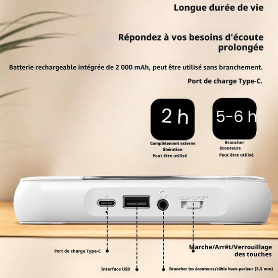 Draagbare cd-speler (zwart), retro desktop cd-speler, oplaadbaar, compatibel met cd/cd-r/cd-rw/mp3 voor thuis/in de auto. — afbeelding 2