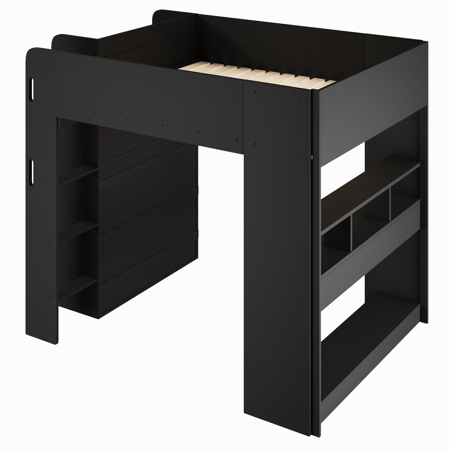 WUVRIE Gaming-hoogslaper 140x200 cm - Bureau, kledingkast, LED en USB-laadpoort - Zwart