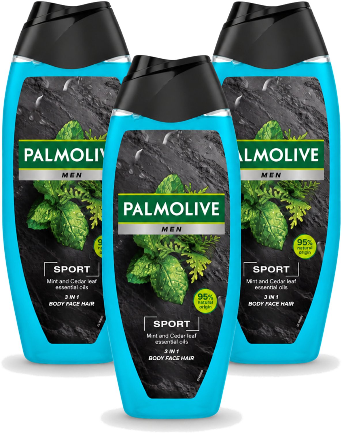 3 x Palmolive Men - Sport 3-in-1 - Douchegel - Verfrissend & Verzorgend - 500 ml - Voordeelverpakking - 3 stuks