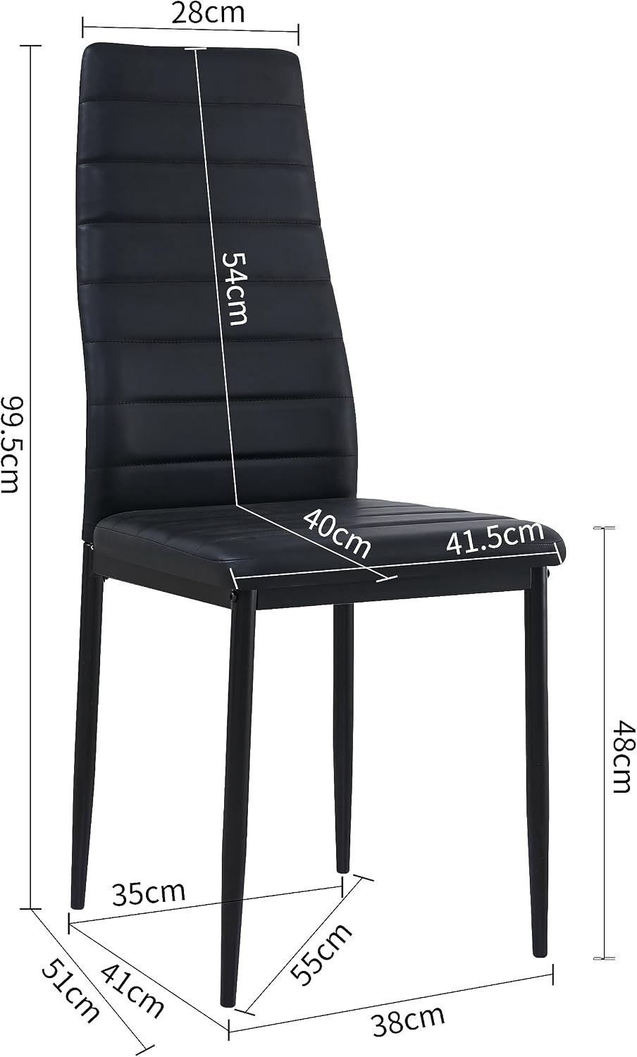 Modern Eetkamerset met 4 Zwarte Eetkamerstoelen en Rechthoekige Houten Eettafel 110 x 70 x 75 cm – Compacte Eetset voor Keuken, Woonkamer en Eetkamer