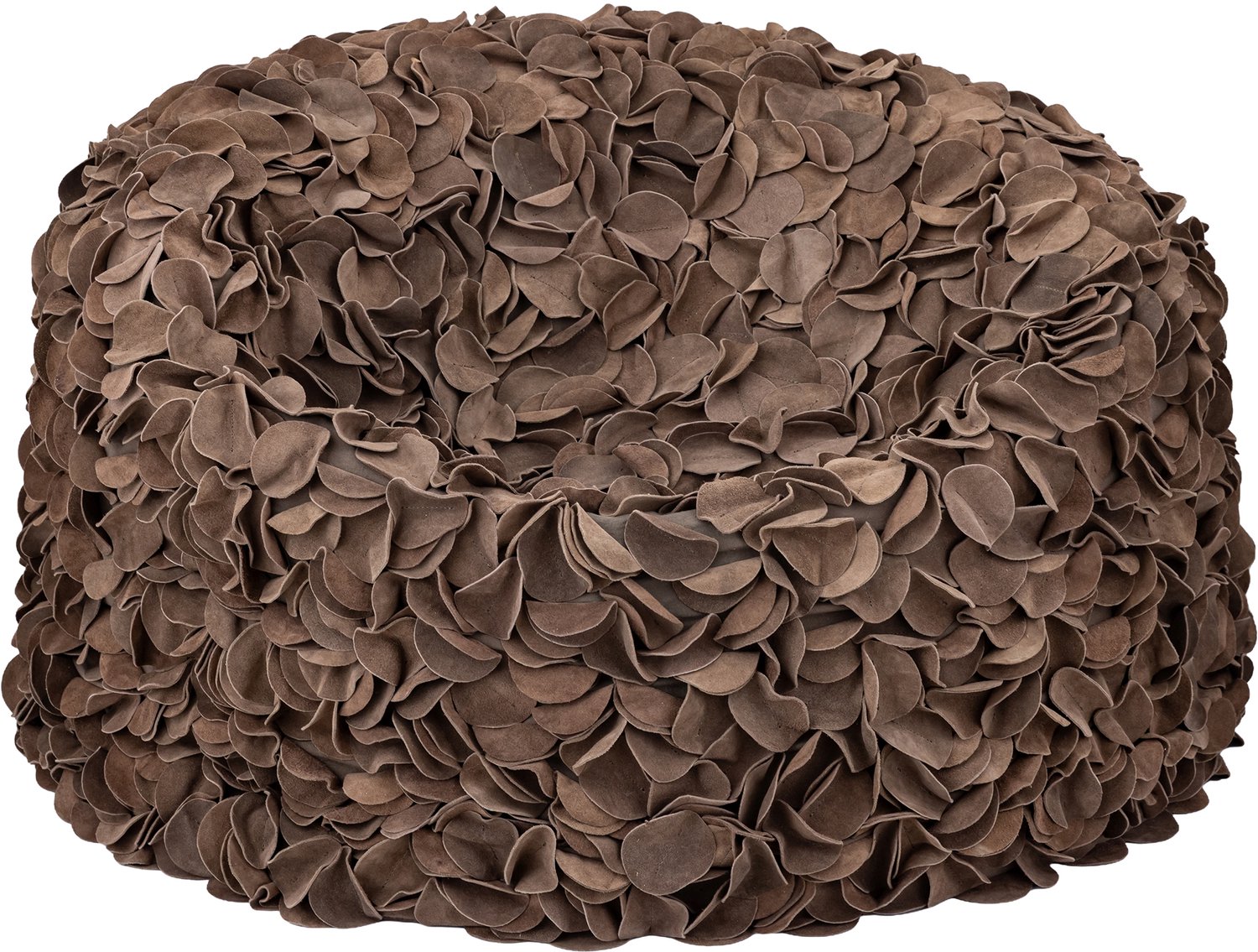 PTMD Nevo Brown Suede Leather Circle Bean Bag Bruin