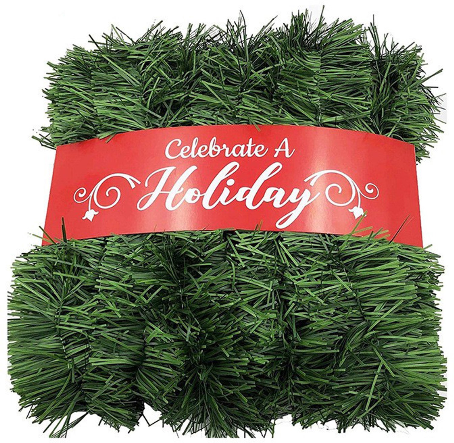 15 m groene kerstkrans, kerstdecoratie, niet-verlicht, zachtgroen, binnen en buiten, premium kwaliteit kunstgroen, bruiloftsfeestdecoratie