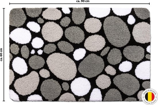 Luxe antislip badmat 'Rocks & Stones' - polyester badkamer tapijt 60x90 -  MADE IN BELGIUM | bol