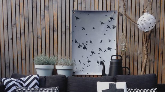 Villa Madelief Garden Poster Oiseaux noir et blanc (70x100cm