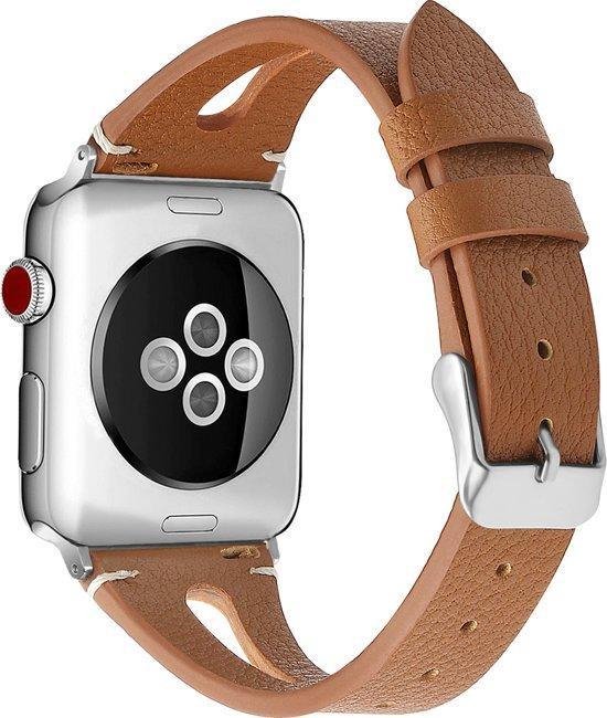 Bracelet cuir double Marron adapté pour Apple Watch 42 et 44 mm | bol.com