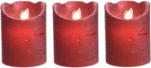 3x LED kaarsen/stompkaarsen kerst rood 10 cm flakkerend - Kerst diner tafeldecoratie - Home deco kaarsen