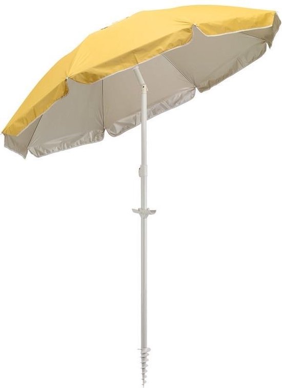 Gele strand parasol met grondboor 156 cm - Verstelbaar - Zonbescherming -  Voordelige... | bol.com