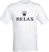 Relax logo heren t-shirt wit | cadeau | grappig | maat M
