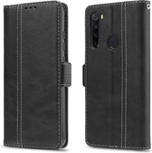 Voor Xiaomi Redmi Note 8 Retro Texture Contrast Color Splicing Horizontaal Flip TPU + PU lederen tas met kaartsleuven & houder & portemonnee (zwart)