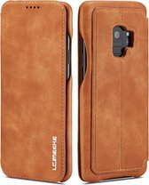 Voor Galaxy S9 + Hon Ancient Series lederen tas met kaartsleuven en houder en portemonnee (bruin)