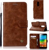 Voor lenovo k6 note retro koperen knop gek paard horizontale flip pu lederen case met houder & kaartsleuven & portemonnee & lanyard (bruin)