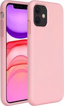Silicone case geschikt voor Apple iPhone 11 - roze met Privacy Glas