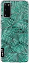 Casetastic Samsung Galaxy S20 4G/5G Hoesje - Softcover Hoesje met Design - Tropical Leaves Turquoise Print