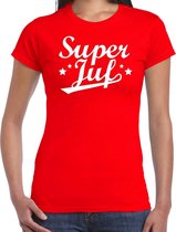 Super juf cadeau t-shirt rood voor dames XS