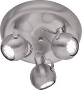 LED Plafondspot - Trion Bosty - GU10 Fitting - 3-lichts - Rond - Mat Nikkel - Aluminium - BSE