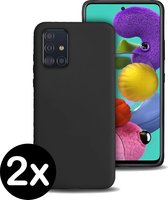 Samsung Galaxy A51 Hoesje Zwart Siliconen Case Hoes - 2 PACK