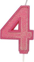 Sparkle Pink Numeral Candle 4