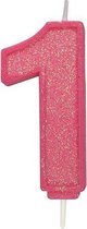 Sparkle Pink Numeral Candle 1
