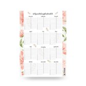 Verjaardagsposter A2 - Roze bloemen - Verjaardagskalender