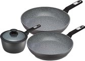 BRABANTIA GALAXY SET - 2 koekenpannen (Ø 28 , 30 cm) en 1 steelpan met deksel (Ø 16 cm) - antiaanbak