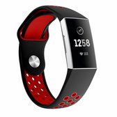 Siliconen Smartwatch bandje - Geschikt voor  Fitbit Charge 4 sportband - zwart rood - Maat: S - Horlogeband / Polsband / Armband