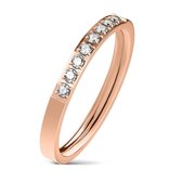 Ring Femme - Bagues dames - Bagues femmes - couleur or - Ring - Bagues - couleur or rose - avec 8 pierres de zircons - Zircon